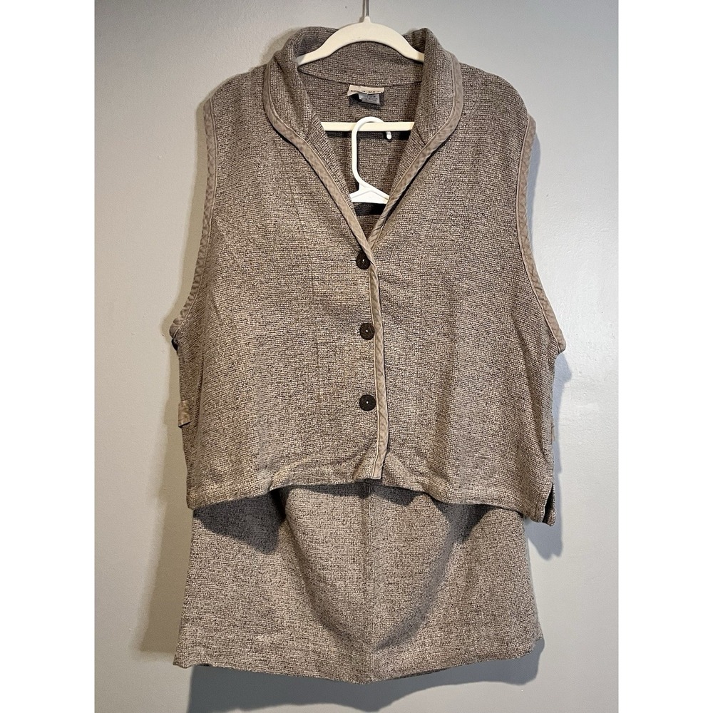 Vintage Cotton USA By George Hagopian Lagenlook Button Vest Skirt Set Sz Medium